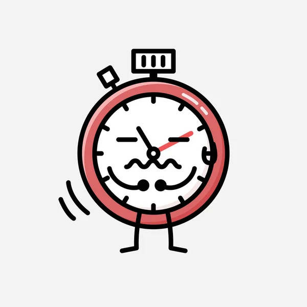 Een Illustratie Van Schattige Sport Timer Mascotte Vector Karakter Vlakke — Stockvector