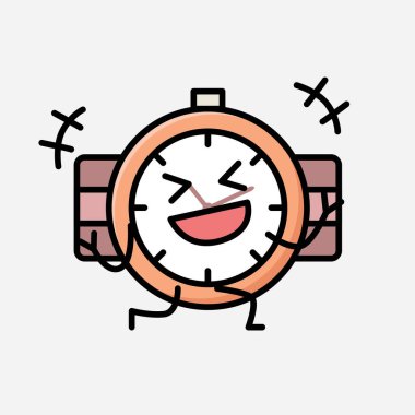 Düz Tasarım Biçimli Şirin El Saati Maskot Vektör Karakteri