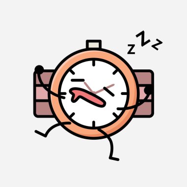 Düz Tasarım Biçimli Şirin El Saati Maskot Vektör Karakteri