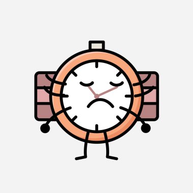 Düz Tasarım Biçimli Şirin El Saati Maskot Vektör Karakteri