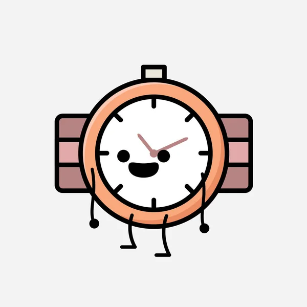 Egy Illusztráció Cute Hand Watch Kabala Vektor Karakter Flat Design — Stock Vector