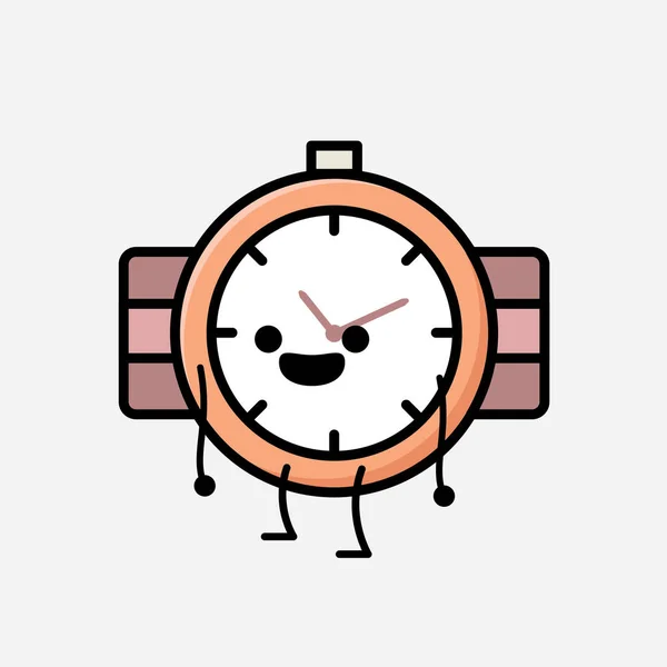 디자인 스타일 Cute Hand Watch Mascot Vector Character — 스톡 벡터