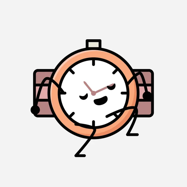 Una Ilustración Del Carácter Lindo Del Vector Mascota Del Reloj — Archivo Imágenes Vectoriales