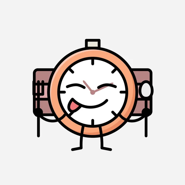Una Ilustración Del Carácter Lindo Del Vector Mascota Del Reloj — Vector de stock