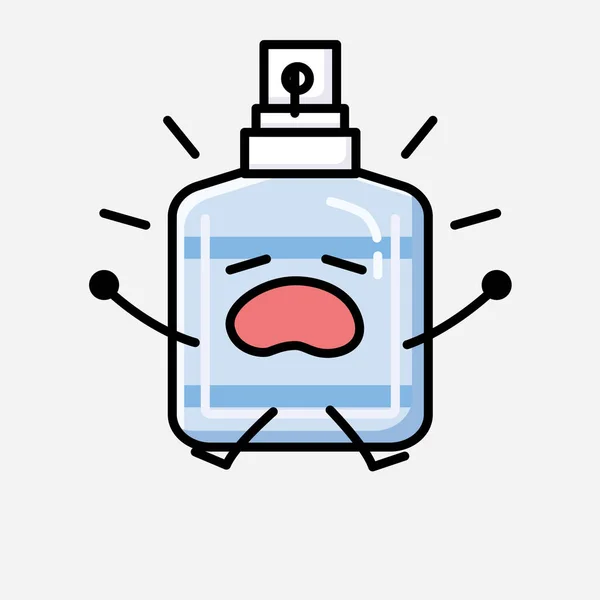 Eine Illustration Von Cute Hand Sanitizer Mascot Vector Character Flachen — Stockvektor