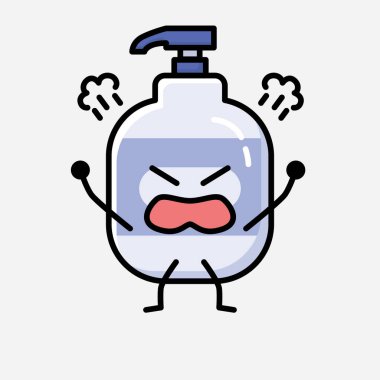 Şirin El Dezenfekte Edici Maskot Vektör Karakteri 'nin Düz Tasarım Biçimi