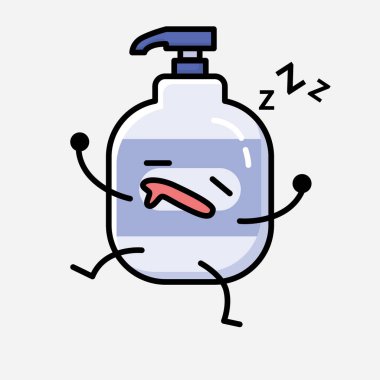 Şirin El Dezenfekte Edici Maskot Vektör Karakteri 'nin Düz Tasarım Biçimi