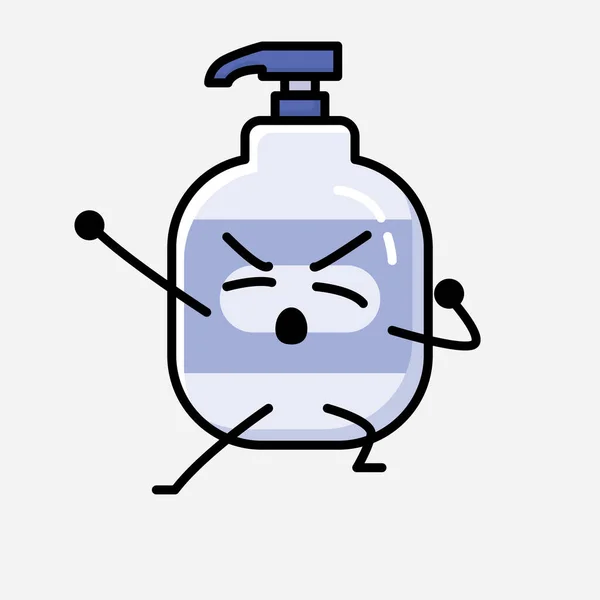 Eine Illustration Von Cute Hand Sanitizer Mascot Vector Character Flachen — Stockvektor