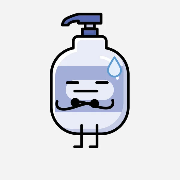 Eine Illustration Von Cute Hand Sanitizer Mascot Vector Character Flachen — Stockvektor