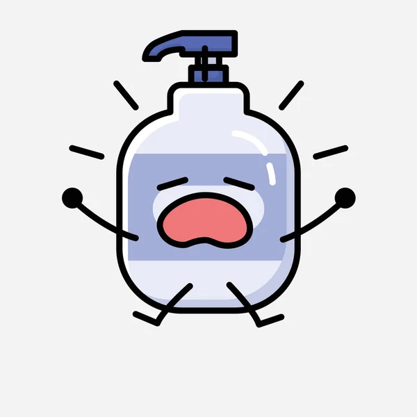 Eine Illustration Von Cute Hand Sanitizer Mascot Vector Character Flachen — Stockvektor