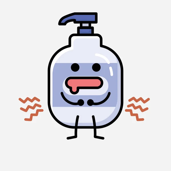 Eine Illustration Von Cute Hand Sanitizer Mascot Vector Character Flachen — Stockvektor