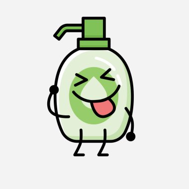 Şirin El Dezenfekte Edici Maskot Vektör Karakteri 'nin Düz Tasarım Biçimi