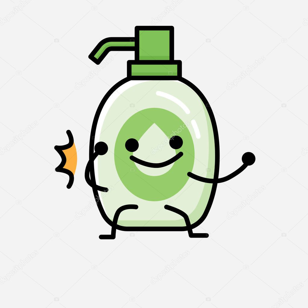 An illustration of Cute Hand Sanitizer Mascot Vector Character in Flat Design Style