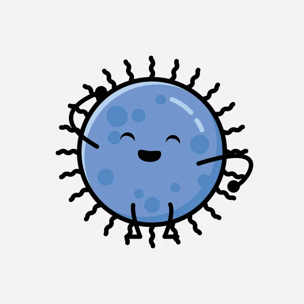 Иллюстрация Векторного Символа Cute Blue Virus Стиле Плоского Дизайна — стоковый вектор