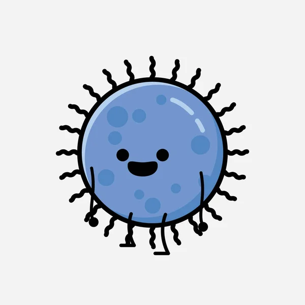 Иллюстрация Векторного Символа Cute Blue Virus Стиле Плоского Дизайна — стоковый вектор