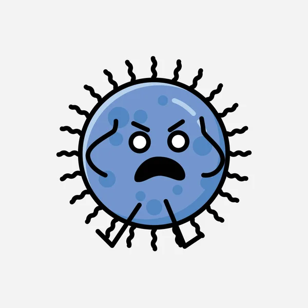 Μια Απεικόνιση Του Χαριτωμένο Μπλε Virus Mascot Χαρακτήρα Διάνυσμα Επίπεδο — Διανυσματικό Αρχείο