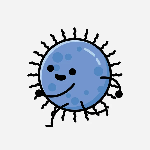 Иллюстрация Векторного Символа Cute Blue Virus Стиле Плоского Дизайна — стоковый вектор