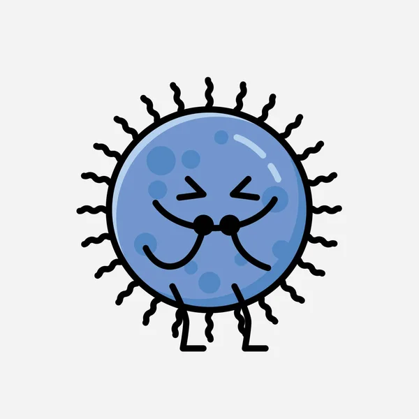 Düz Tasarım Biçimli Şirin Mavi Virüs Maskot Vektör Karakteri — Stok Vektör