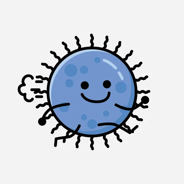 Une Illustration Personnage Vectoriel Mascotte Virus Bleu Mignon Dans Style — Image vectorielle