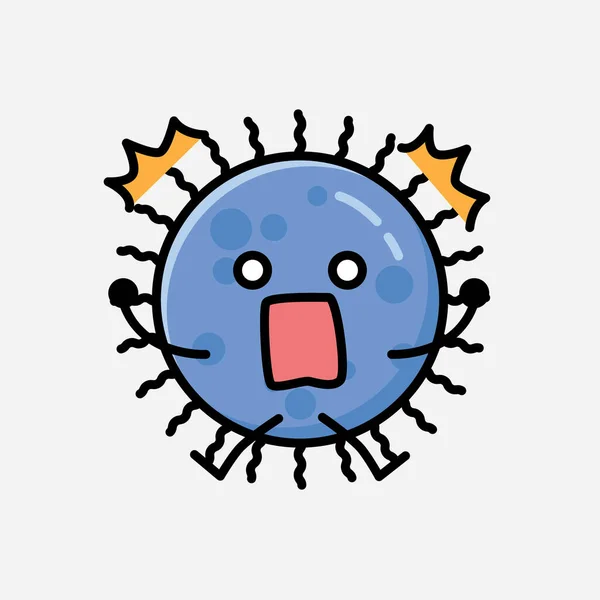 Иллюстрация Векторного Символа Cute Blue Virus Стиле Плоского Дизайна — стоковый вектор