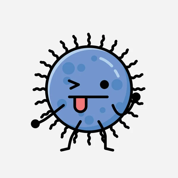 Ilustracja Cute Blue Virus Wektor Znaków Maskotki Stylu Flat Design — Wektor stockowy