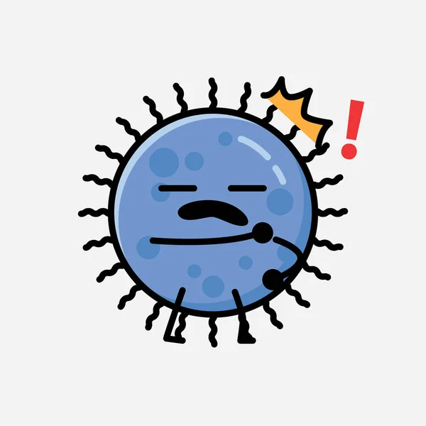 Eine Illustration Des Cute Blue Virus Mascot Vector Character Flachen — Stockvektor