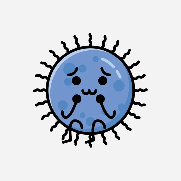 Ilustracja Cute Blue Virus Wektor Znaków Maskotki Stylu Flat Design — Wektor stockowy