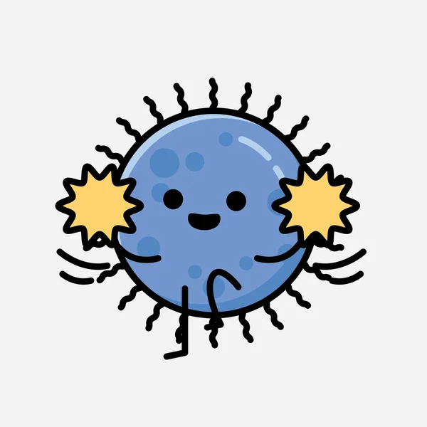 Иллюстрация Векторного Символа Cute Blue Virus Стиле Плоского Дизайна — стоковый вектор