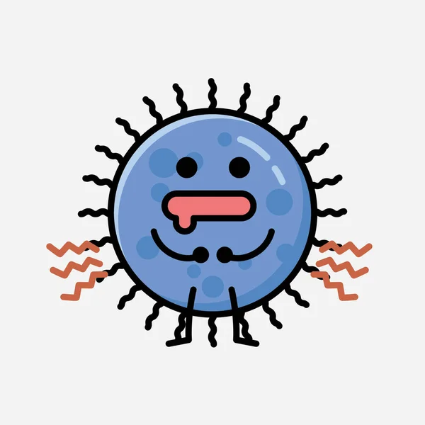Μια Απεικόνιση Του Χαριτωμένο Μπλε Virus Mascot Χαρακτήρα Διάνυσμα Επίπεδο — Διανυσματικό Αρχείο