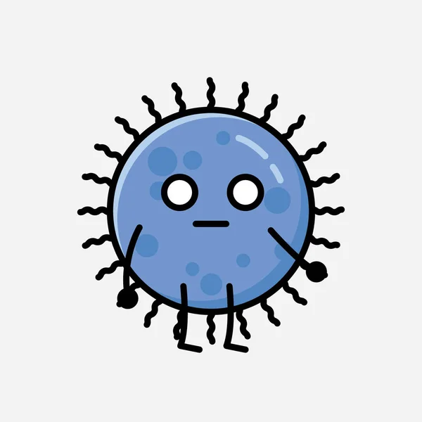 Düz Tasarım Biçimli Şirin Mavi Virüs Maskot Vektör Karakteri — Stok Vektör