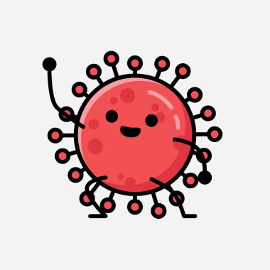 Düz Tasarım Biçimli Şirin Kırmızı Corona Virüs Maskot Vektör Karakteri