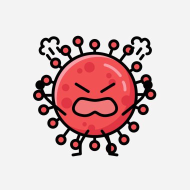 Düz Tasarım Biçimli Şirin Kırmızı Corona Virüs Maskot Vektör Karakteri