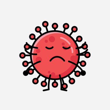 Düz Tasarım Biçimli Şirin Kırmızı Corona Virüs Maskot Vektör Karakteri