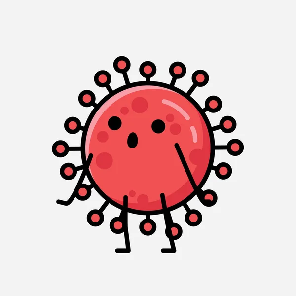 Kuva Söpö Red Corona Virus Mascot Vector Character Flat Design — vektorikuva