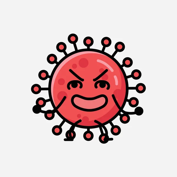 Μια Απεικόνιση Του Χαριτωμένο Red Corona Virus Mascot Χαρακτήρα Διάνυσμα — Διανυσματικό Αρχείο