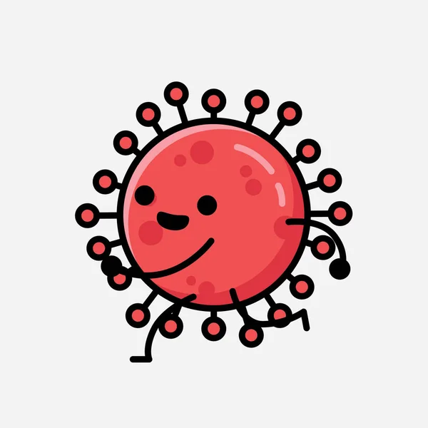 平面设计风格中的可爱红晕病毒吉祥物载体特征图例 — 图库矢量图片