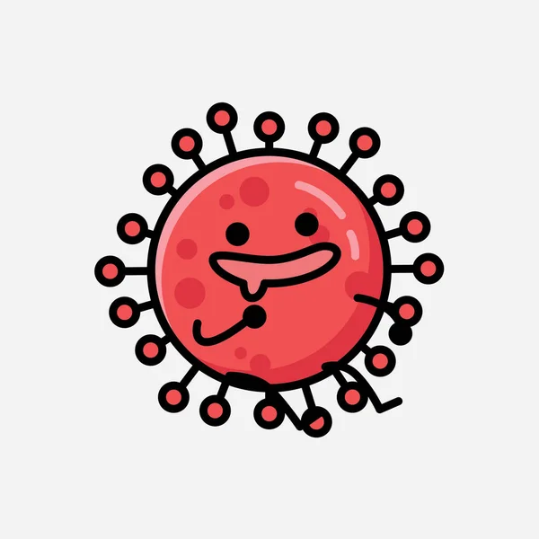 Ilustrace Cute Red Corona Virus Maskot Vektorový Znak Plochém Stylu — Stockový vektor