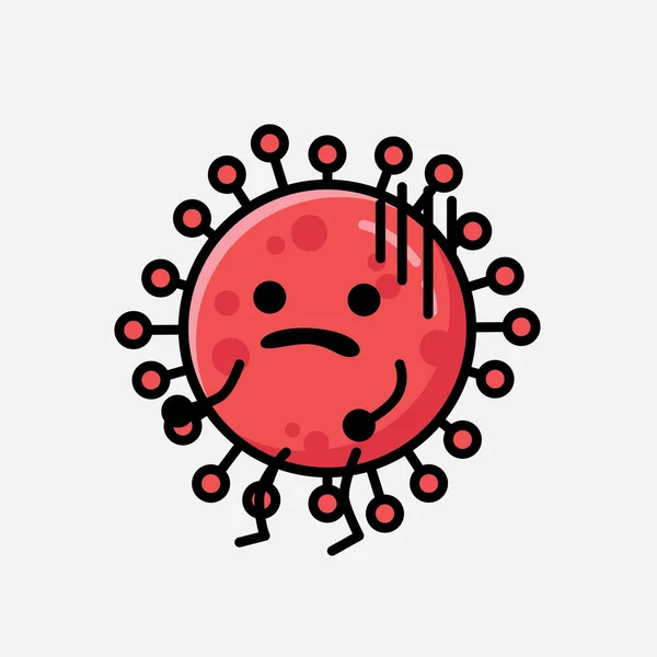 Een Illustratie Van Cute Red Corona Virus Mascotte Vector Karakter — Stockvector