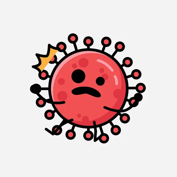 Eine Illustration Von Cute Red Corona Virus Mascot Vector Character — Stockvektor