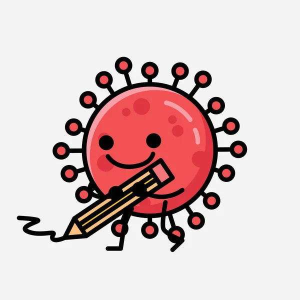 Une Illustration Personnage Vectoriel Mascotte Virus Couronne Rouge Mignon Dans — Image vectorielle