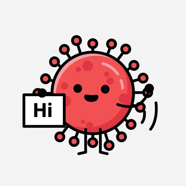Sebuah Ilustrasi Dari Cute Red Corona Virus Mascot Vector Character - Stok Vektor