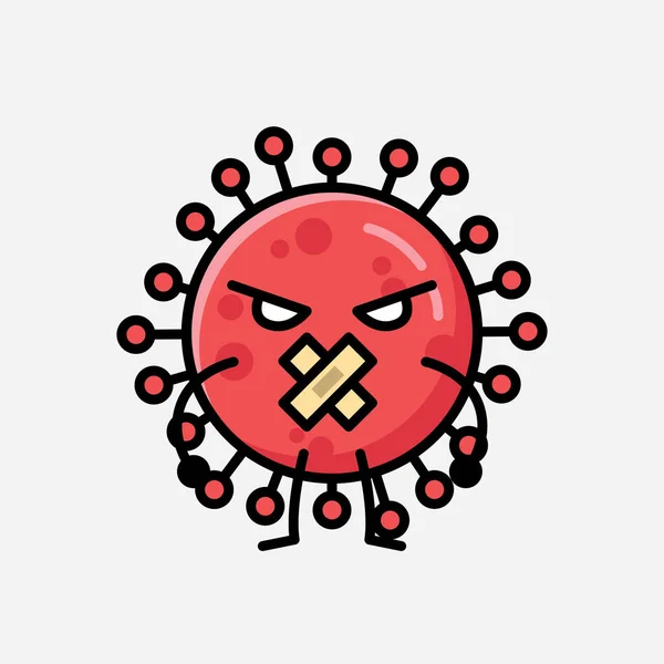 Düz Tasarım Biçimli Şirin Kırmızı Corona Virüs Maskot Vektör Karakteri — Stok Vektör