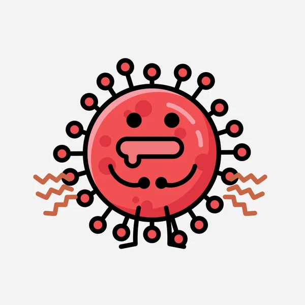 Μια Απεικόνιση Του Χαριτωμένο Red Corona Virus Mascot Χαρακτήρα Διάνυσμα — Διανυσματικό Αρχείο