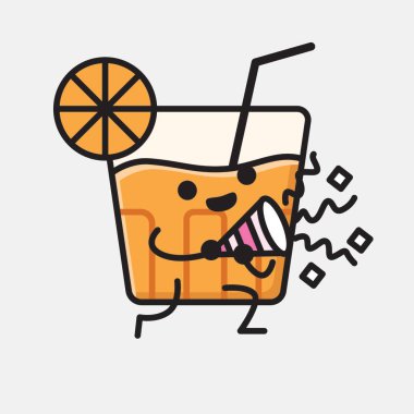 Şirin Portakal Suyu Maskot Vektör Karakterinin Düz Tasarım Biçimi