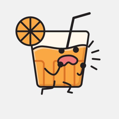 Şirin Portakal Suyu Maskot Vektör Karakterinin Düz Tasarım Biçimi