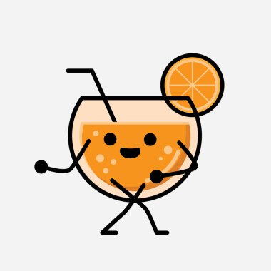 Şirin Portakal Suyu Maskot Vektör Karakterinin Düz Tasarım Biçimi