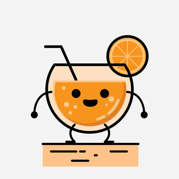 Eine Illustration Des Niedlichen Orangensaft Maskottchen Vector Character Flachen Design — Stockvektor