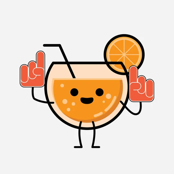 Une Illustration Mignonne Mascotte Jus Orange Caractère Vectoriel Dans Style — Image vectorielle