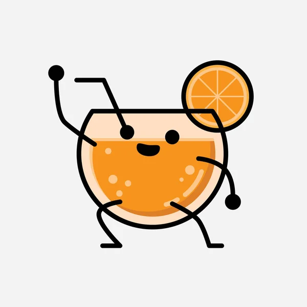 Eine Illustration Des Niedlichen Orangensaft Maskottchen Vector Character Flachen Design — Stockvektor