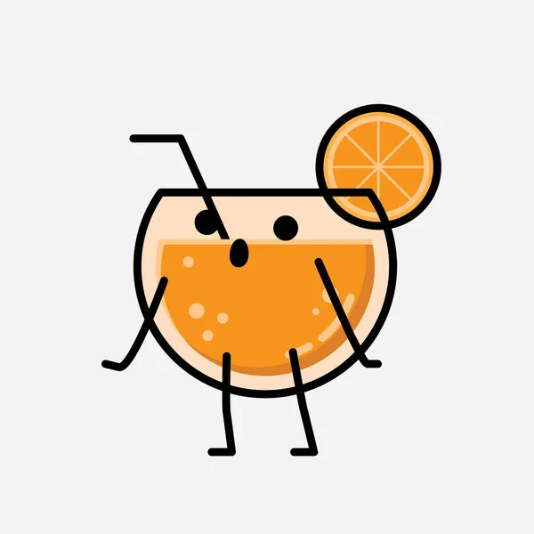 Eine Illustration Des Niedlichen Orangensaft Maskottchen Vector Character Flachen Design — Stockvektor